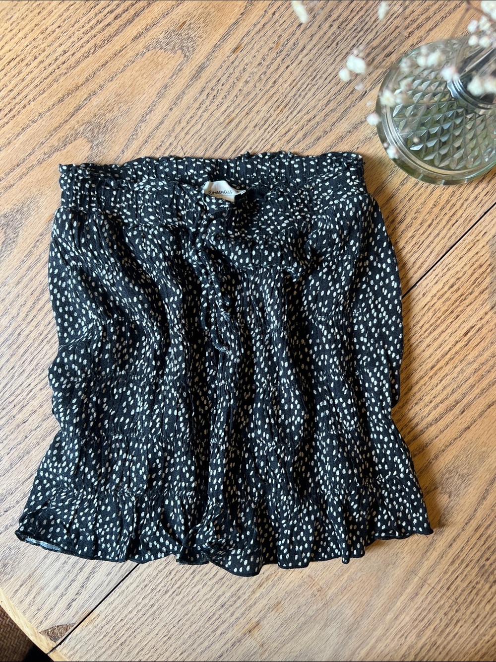 URBAN Romantics Black & White Printed Mini Skirt with Ruffle Hem
